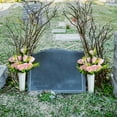 thumbnail image 3 of 2Set Sympathy Memorial Artificial Graveyard Flower Rose Bouquet with Vase Cemetery Fake Floral Grave Funeral Decor Blue, 3 of 5