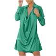 thumbnail image 1 of Pompotops Robe Décontractée Sexy Unie à Manches Longues Col en V Profond pour Femmes, 1 of 5