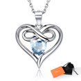 thumbnail image 1 of Collar de plata de ley S925 Silvora para mujer Collares con piedra natal del infinito Corazón Cumpleaños Navidad Aniversario San Valentín Joyas Regalos, 1 of 8