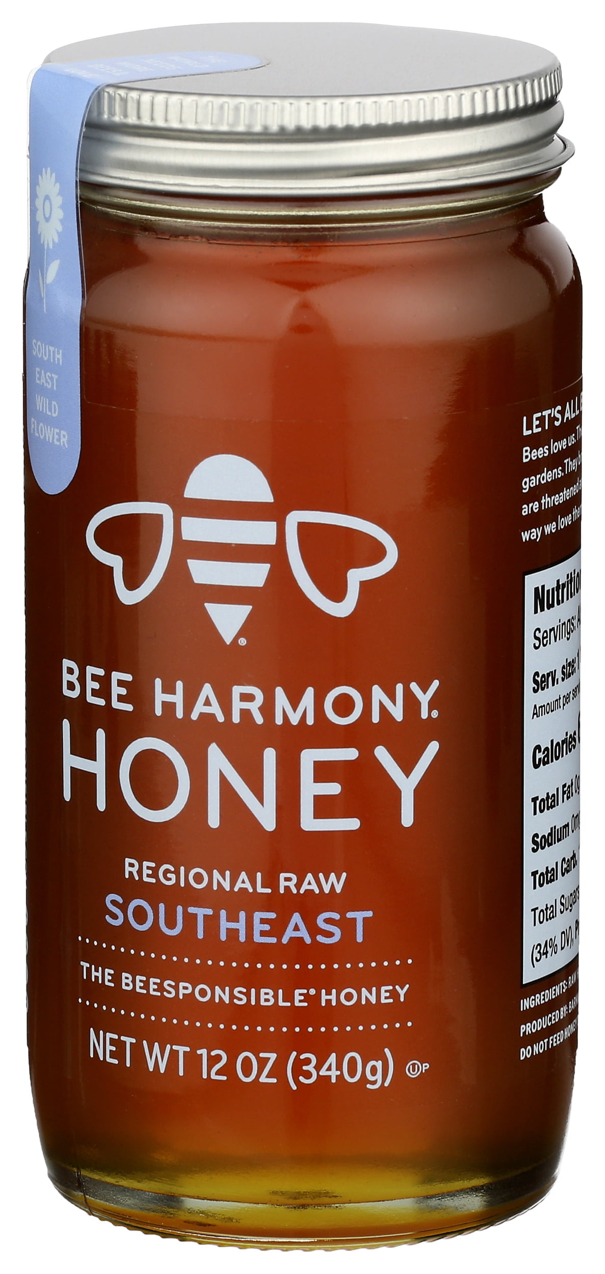 Pack of 6, Bee Harmony Regional Raw Southeast Honey, 12 oz