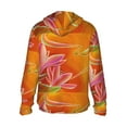 thumbnail image 3 of Kll Orange Flower Psychedelic Print Men'S Women’s Upf 50+ Sun Protection Outdoor Hoodie Jacket Long Sleeve Fishing Hiking Performance Shirt- X-Large, 3 of 8