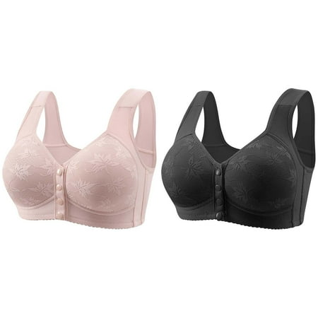 Baodmurt Cotton Bras Set for Women Lounge & Sleep Full-Figure Front Closure Lingerie  Underwear  Grey 38B