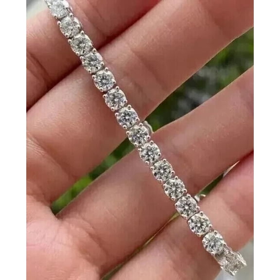 9Ct Round Cut 3MM Simulated Diamond Women's Tennis Bracelet 14k White Gold Plated 7 Inch