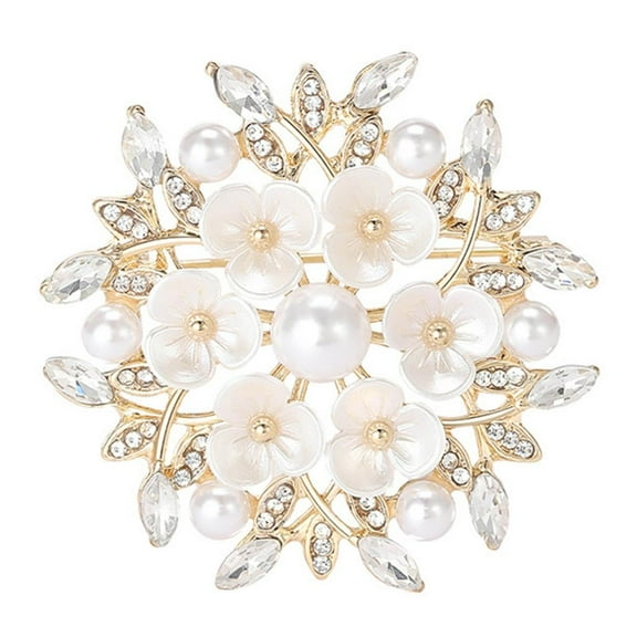HONCLL Stylish Gold or Silver Pearls Inlayed Brooch Pin Unique Floral Design Ideal For Business Meetings And Casual Outfits
