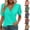 A-Green, variant on Womens Summer Tops Solid Color Casual Patchwork V Neck Short Sleeve Loose Puff Sleeve Dressy Blouse