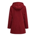 thumbnail image 6 of MOONDU Women's Faux Suede Coat Pea Coat Hooded Button Down Mid-Length Drawstring Long Sleeve with Pockets Casual Fall Winter Daily Wear Top 8 Colors, 6 of 8