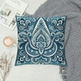 thumbnail image 2 of Ethnic Floral Throw Pillow Covers Pillow Covers Teal Grey Cushion Covers Flowers Cushion Cases, 2 of 5