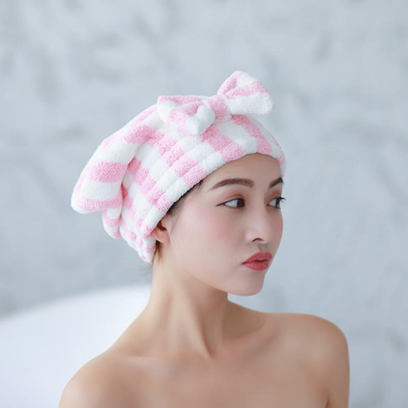 Rapid Fast Drying Hair Absorbent Towel Cap Turban Wrap Soft Thick Shower Hat ^^
