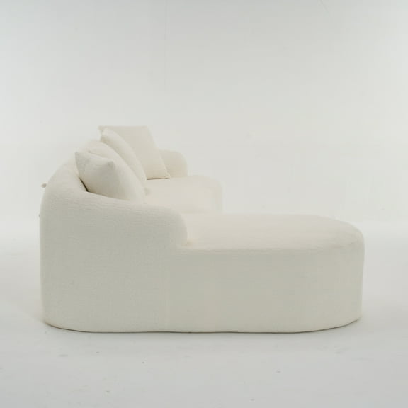 Living Room Sofas Boneless L-Shape Sectional Sofa with Curved Chaise,White Modular Chenille Compression Couch,30D High-Density Foam,Minimalist Modular Couches Sleeper for Living Room Bedroom Apartmen