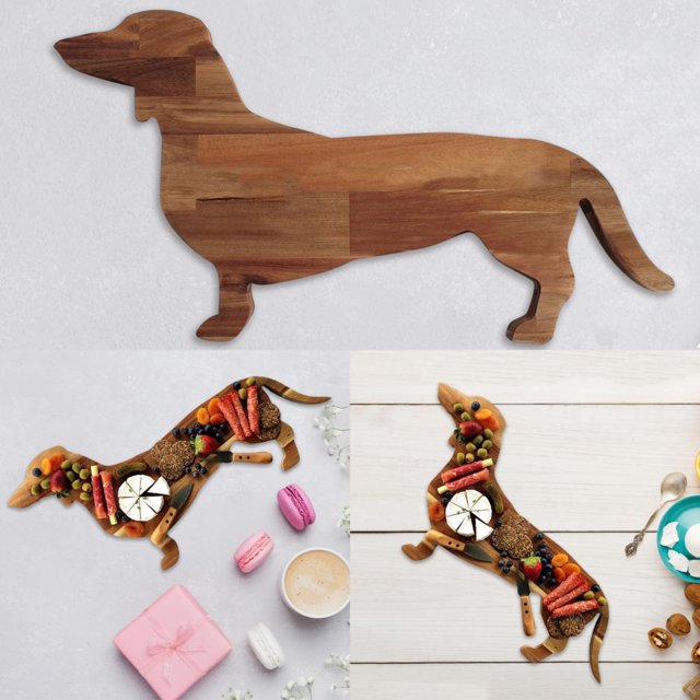 Dog Dinner Plate Cutting Board Wood Cutting Board Weiner Dog Food Tray Christmas Serve Tray Dinner Plate For Party Dinner round Small Kitchen Table Set for 4 Outdoor Place Mats for Dining Kitchen