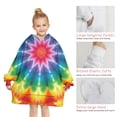 thumbnail image 6 of Colorful Rainbow Tie Dye Spiral Pattern Blanket Hoodies for Kids 6-13YR Oversize Wearable Blanket Hoodies for Boys Girls Teens, 6 of 7