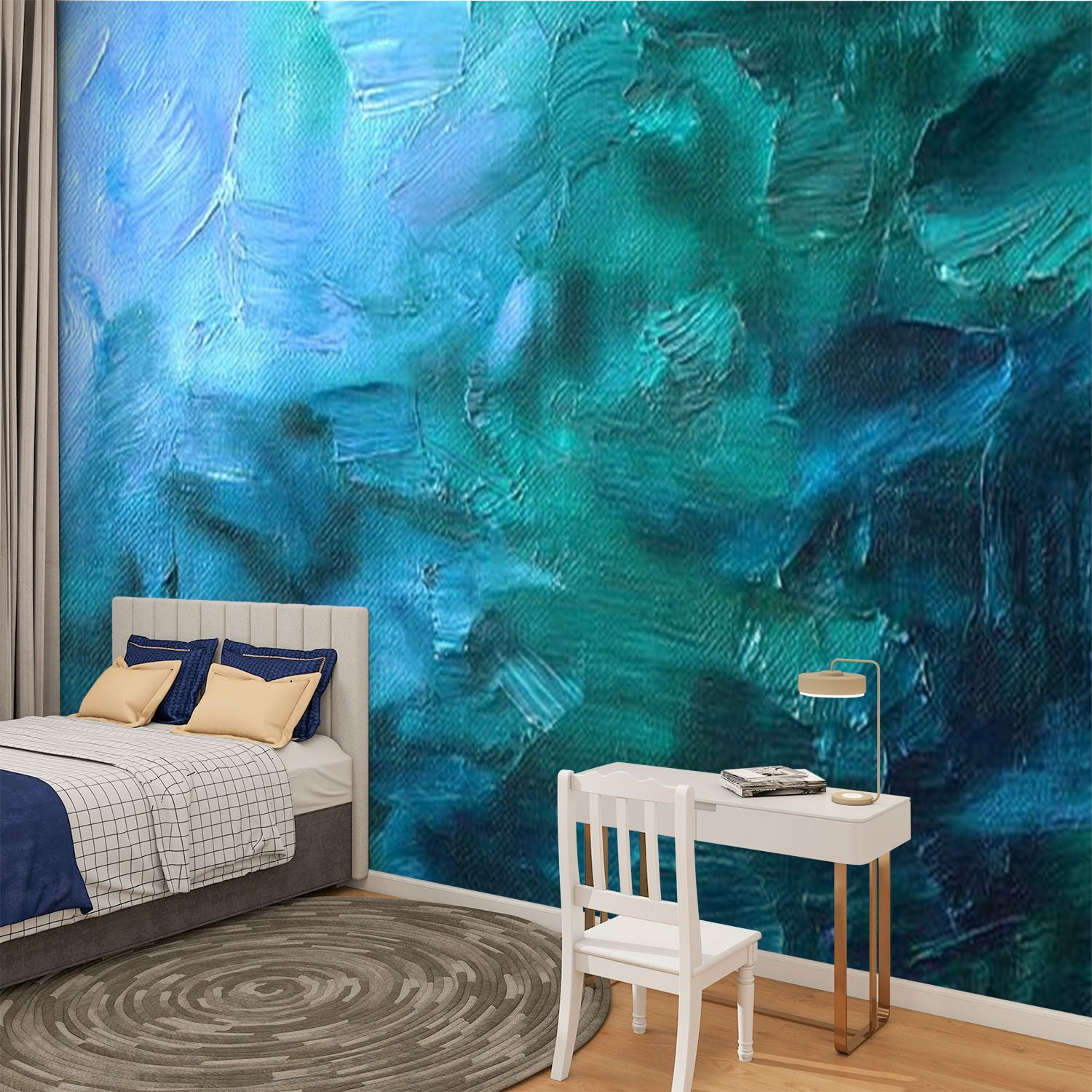 Peel and Stick Wallpaper acrylic painted canvas Modern Art Wall Mural Decor Self Adhesive and Removable 100in x 144in