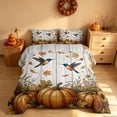 thumbnail image 3 of Homewish Rustic Hummingbird Pumpkin Full Size Comforter Sets, Chic Sunflower Bedding Comforter Set, White Orange Blue, Gray Reversible, 3 Pieces 1 Comforter and 2 Pillowcases, 3 of 6