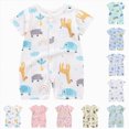 thumbnail image 2 of Gerichy Romper, Baby Boy Girl Solid Breathable Cotton Jumpsuit Summer Clothes 0 3 6 12 18 24 Months Boys Girls Round Neck Short Sleeve Rompers, 2 of 4