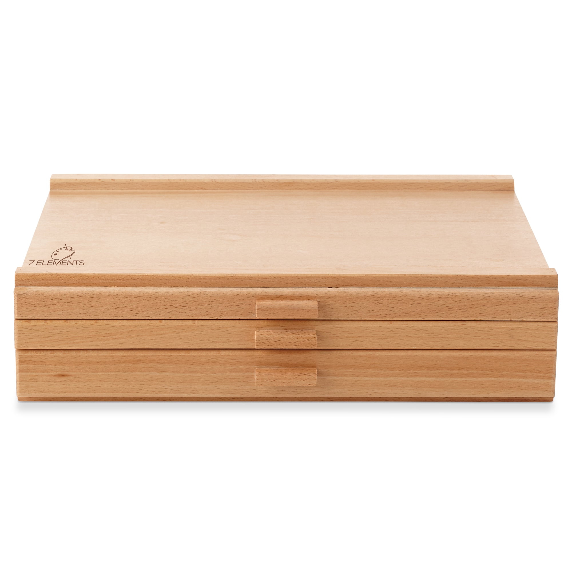 7 Elements 3 Drawer Wooden Artist Storage Supply Box for Pastels, Pencils, Pens, Markers, Brushes and Tools