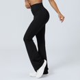 thumbnail image 3 of Women's Flare Yoga Pants - High Waisted Leggings, Bootcut Workout Casual Pants, 80% Polyester 20% Spandex, Solid Color Design, 3 of 4
