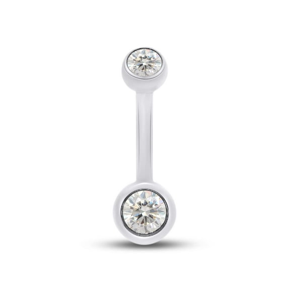 AFFY 0.33CT Moissanite Diamond Belly Button Navel Rings Body Piercing Jewelry in 14K White Gold over Silver