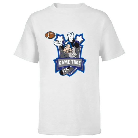 Disney Mickey Mouse #28 Game Time Football Catch Sports - Short Sleeve T-Shirt for Kids - Customized-White