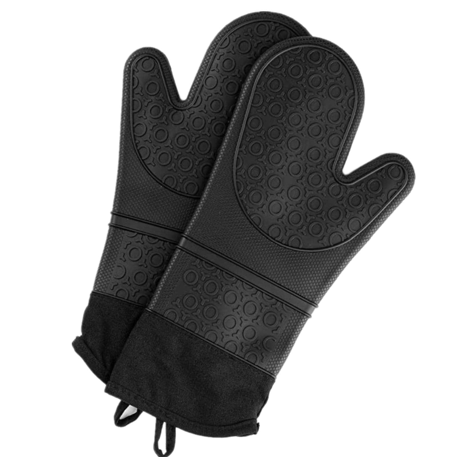 Oven Gloves Heat Resistant Double Mitts Silicone Extra Long 500 Degrees