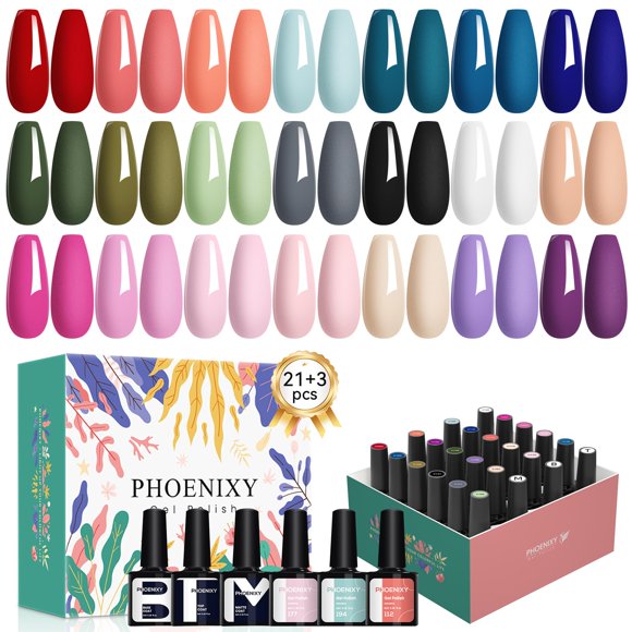 Set de esmaltes de uñas en gel PHOENIXY Spring 21 colores, 8 ml, para mujer