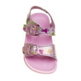 thumbnail image 4 of Laura Ashley Girls Double Buckle Flat Heel Footbed Sandals with Holographic Details (Toddler Sizes), 4 of 7