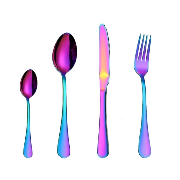 ACDANC 2026 New Set of 4 Rainbow Long Handle Spoons,Stainless Steel Utensils with Smooth Edge&Ergonomic Design for Daily and Special Occasions for Coffee Tea Dessert Ice Cream (Rainbow)
