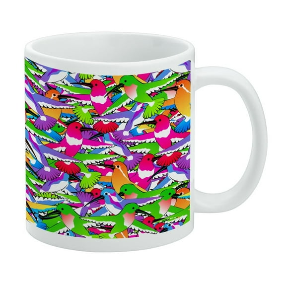 Hummingbird Colorful Pattern White Mug