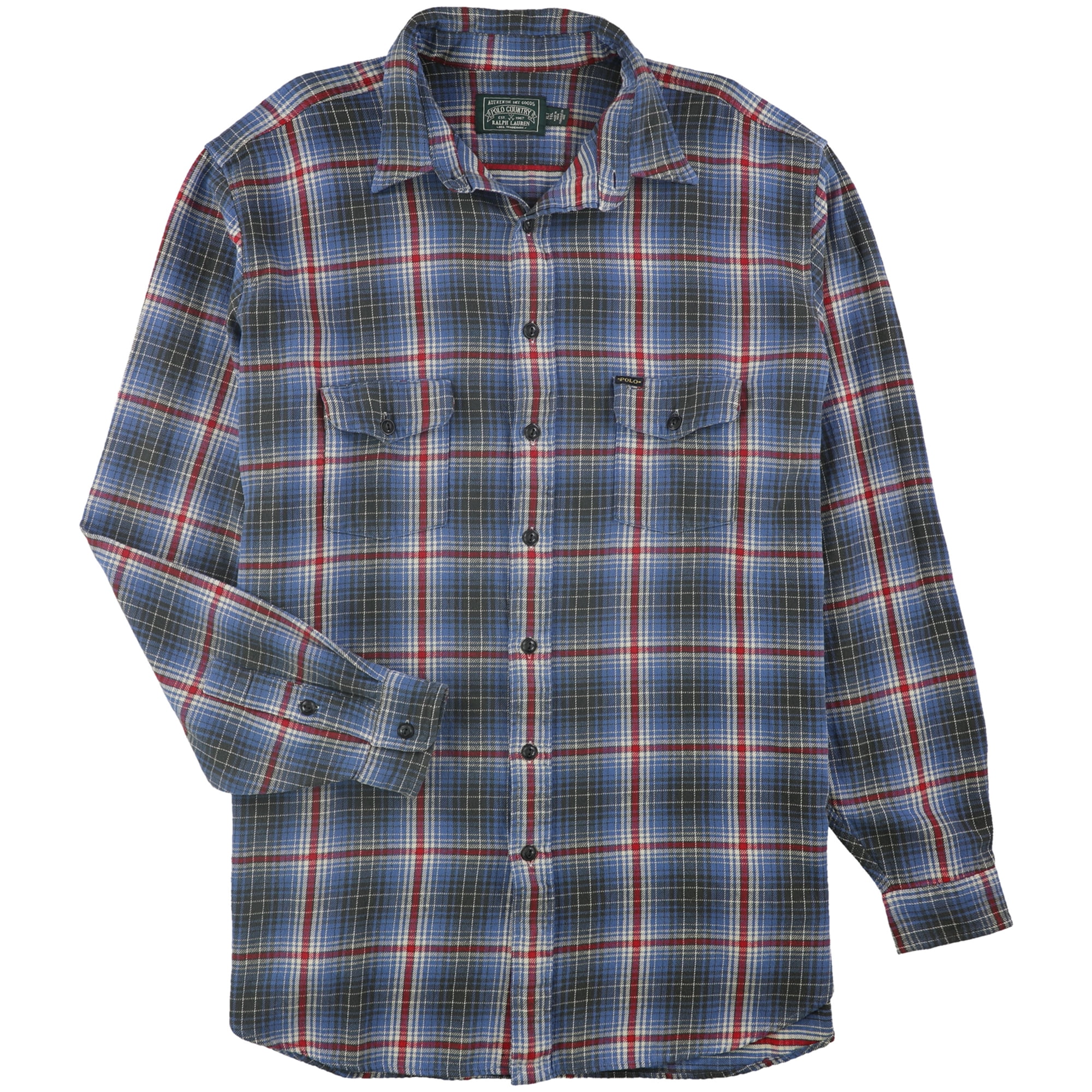 Ralph Lauren - Ralph Lauren Mens Flannel Button Up Shirt, Blue, XLT ...