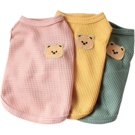 ACDANC Cotton Dog Shirt Summer Lightweight Pet T-Shirts Soft Breathable Stretchy Cats Dogs Tee Shirt Sleeveless Vest Dog Apparel for Medium Small Dog Clothes 3PCS Yellow&Green&Pink