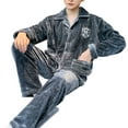 thumbnail image 2 of vnanda Flannel Pajama Set Men's Winter Pajamas Set Lapel Long-sleeve Sleepwear with Thick Buttons Elastic Waist Soft Pockets Cozy Flannel Loungewear for Fall, 2 of 9