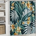 thumbnail image 6 of Orinice Navy blue bathroom shower curtain, fashionable exotic floral bird paradise, 60x72, 6 of 7