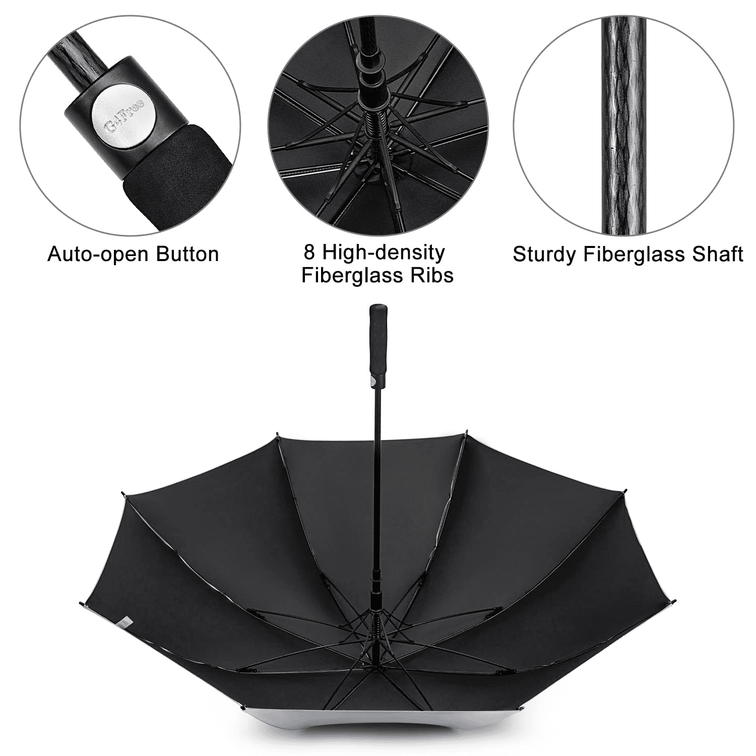 G4Free 54/62 Inch Windproof UV Protection Golf Umbrella Extra Large Silver Coated Automatic Open Stick Long Umbrella