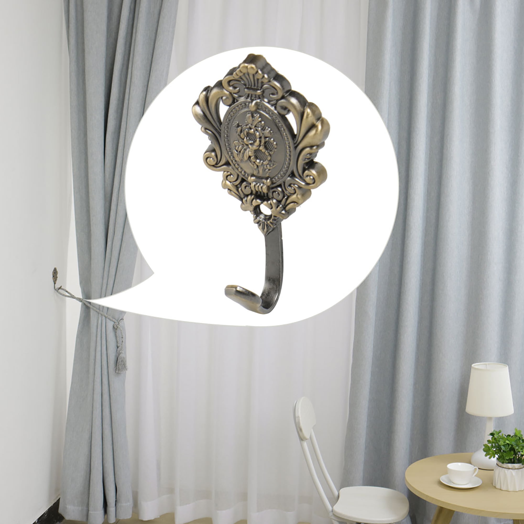 4pcs Zinc Alloy Window Curtain Tieback Holders Hook Drapery Screens Tassels Holdbacks, Bronze Tone