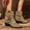 Khaki, variant on Bnwani Low Heel Boots for Women Fall Winter Ankle Versatile Comfortable Casual Tassel Boot Brown Size 5.5