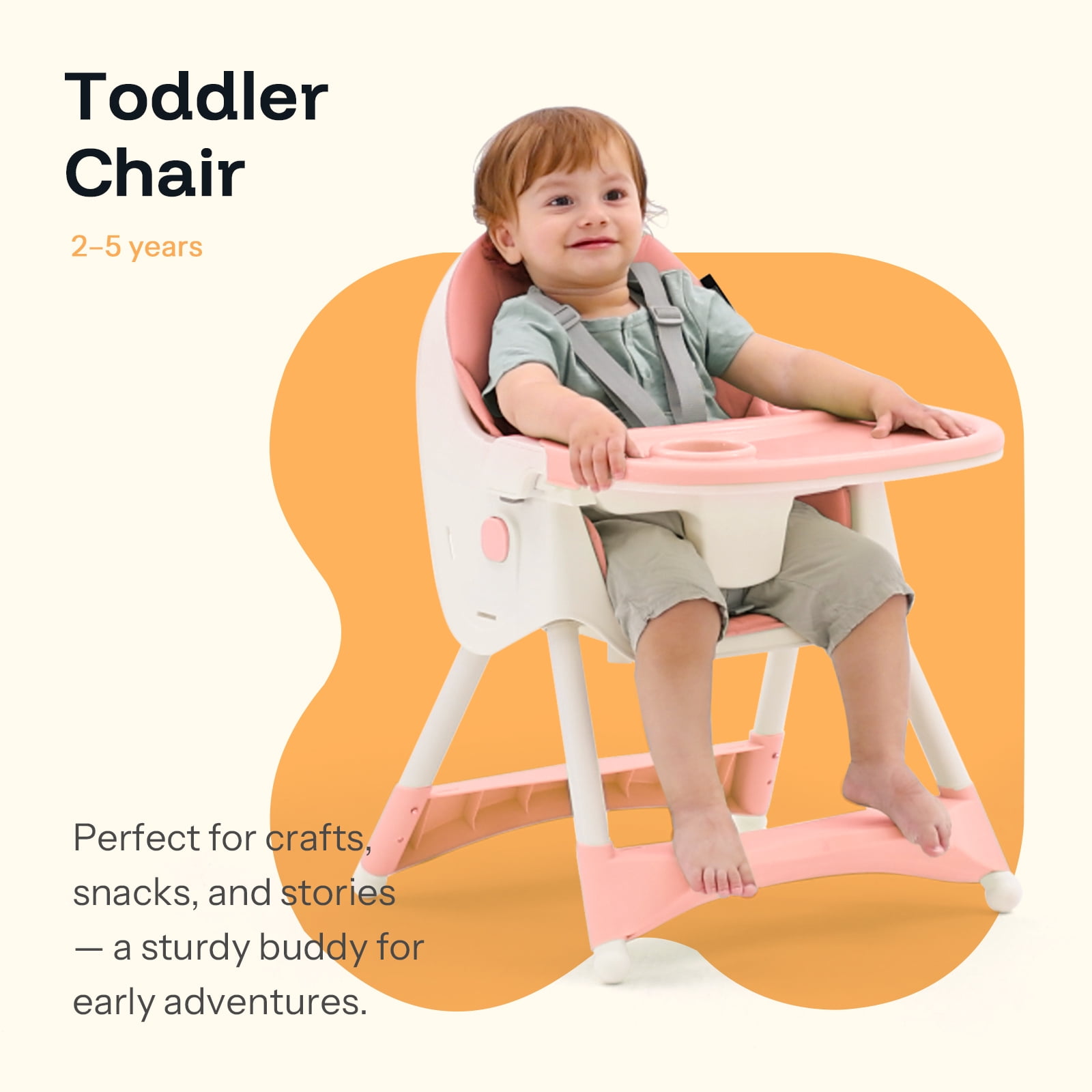 HARPPA 4-in-1 Convertible High Chair for Babies and Toddlers, Feeding Chair for Infant,Pink