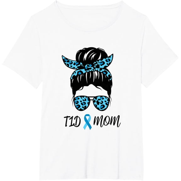 t-shirt T1D Mom Type 1 Diabetes Awareness Month T-ShirtMen and women can wear white T-shirts, gifts. Age: M,,L,XL,2XL,3XL, 4XL
