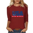 thumbnail image 2 of Women's Summer Tops Independence Day Printed Round-neck Three-quarter Sleeve T-shirt Tops 2026, 2 of 5