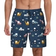 thumbnail image 3 of Uemuo Modern Modern Excavator Pattern Mens Swim Trunks Quick Dry Board Shorts with Mesh Lining, Stretch Beach Shorts Quick Dry No-Chafing Board Shorts-Medium, 3 of 9