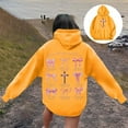 thumbnail image 2 of Arlun Women's Hoodies Sweatshirts Casual Drop Shoulder Cute Cross Graphic Printed Long Sleeve Hooded Tops Loose Comfy Drawstring Pullovers with Pocket Yellow XL, 2 of 7