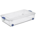 thumbnail image 1 of Sterilite 47 Liter Wheeled Latch Box, Small Clear Plastic Storage Bin with Lid, Blue Latch, 1 of 7