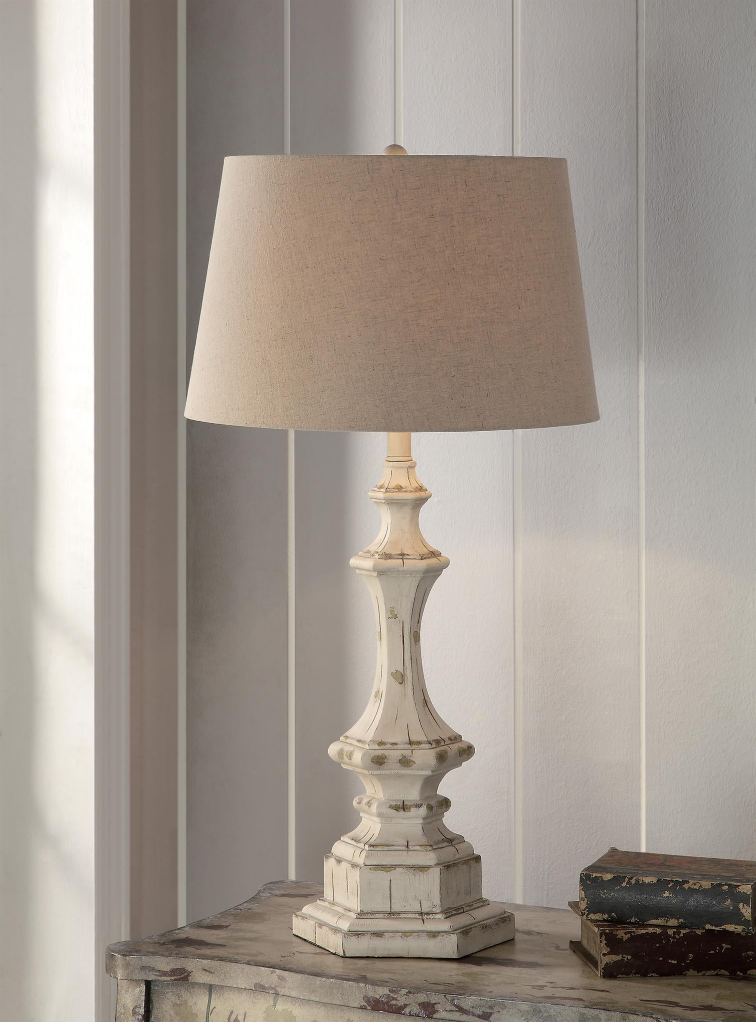 Wooden Column 34-Inch Table Lamp, White Wash - Walmart.com