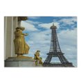 thumbnail image 1 of Paris Cutting Board, Antique Golden Yellow Toned Sculptures Clouds Sky and Iconic Eiffel Tower Print, Decorative Tempered Glass Cutting and Serving Board, in 3 Sizes, by Ambesonne, 1 of 2