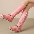 thumbnail image 4 of Viluyesy Womens Tall Boots, Side Zipper Wide Calf Round Toe Fashion Western Knee High Boots Pink, 4 of 7