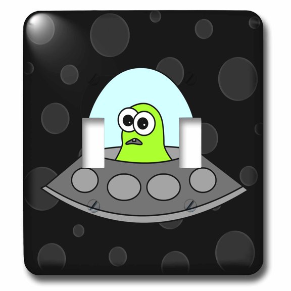 3dRose, Cute Alien Spacecraft, double toggle switch