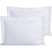 100% Egyptian Cotton Sateen Weave-Luxurious 600 Thread Count Pillow Shams | Set of 2 | Euro Size 26" x 26"(Inches) White Solid.