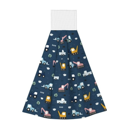 

Zufioo Modern Modern Excavator Print Coral Fleece Velcro Hand Towel Hangable Absorbent Hand Towel Suitable for Kitchen Bathroom Household Items