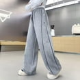 thumbnail image 4 of FINALGANG Boys Kids Elastic Waist Wide Leg Sweatpants With Side Stripe Drawstring Closure Soft Breathable Pants For Toddlers Sports Training Daily Playtime Casual Outings Stylish Trousers, 4 of 6