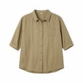thumbnail image 5 of Tqcoqu Button Down Shirts for Women Half Sleeve Collared Casual Loose Blouses Summer Vacation Tops with Chest Pocket,Khaki Women's M-XXXXL, 5 of 5