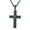 Silver, variant on Men Cross Pendant Necklace for Women Black Stainless Steel Catholic Christ Religious Jewelry with Sturdy Box Chain Birthday Gift for Dad