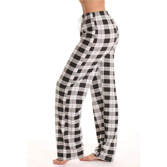 Sentuca Womens Pajama Pants Casual Plaid Loungewear Straigh Leg Sleep Pants Drawstring ELasti Waist Pjs Sleepwear